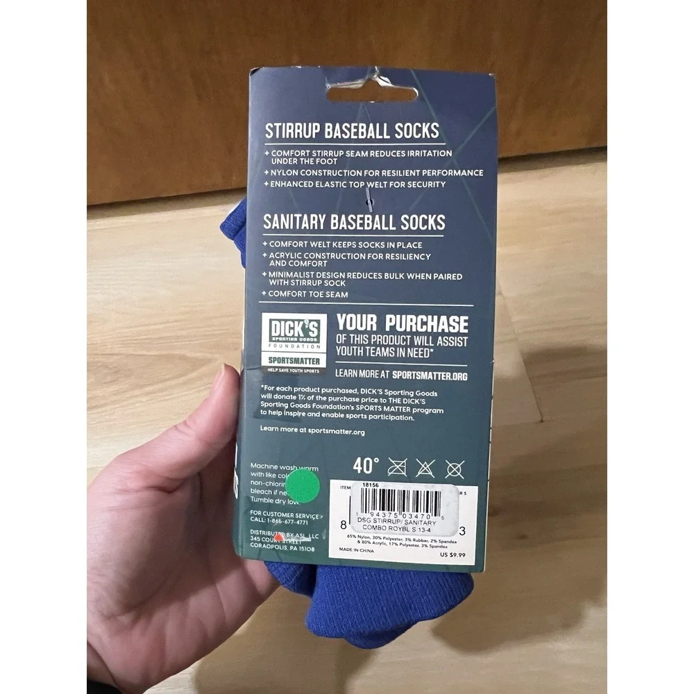 Dick's Sporting Goods Stirrup Sanitary Baseball Socks Kids Small Royal Blue 13-4